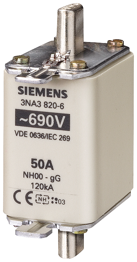 [10153950] SIEMENS 3NA3820-6 MESPATR NH00 GLGG 50A 690V BK